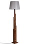 Opviq Kule Ceviz Lámpara de Pie de Madera con Pantalla Gris